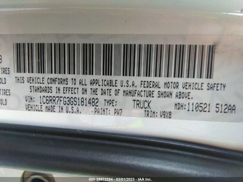2016 RAM 1500 EXPRESS - 1C6RR7FG3GS181482