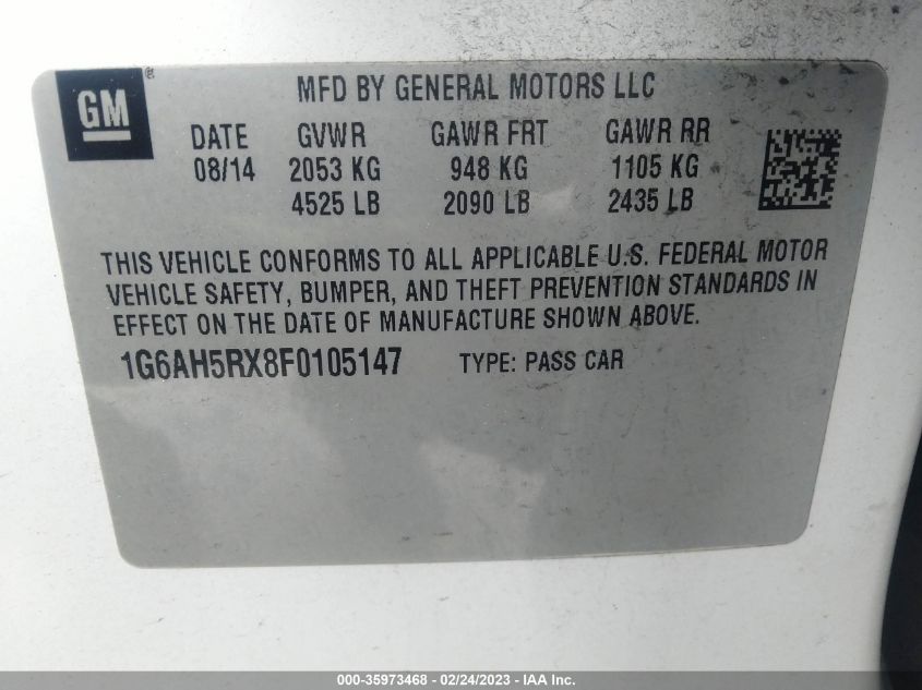 2015 CADILLAC ATS LUXURY - 1G6AH5RX8F0105147