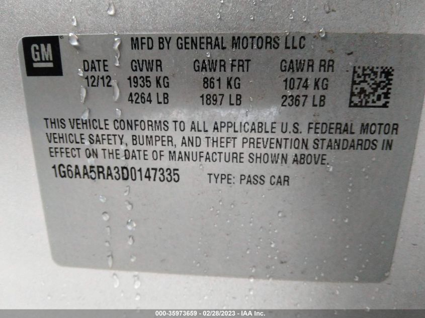 2013 CADILLAC ATS - 1G6AA5RA3D0147335