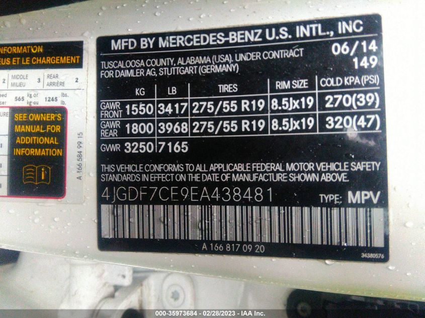 2014 MERCEDES-BENZ GL-CLASS GL 450 4JGDF7CE9EA438481
