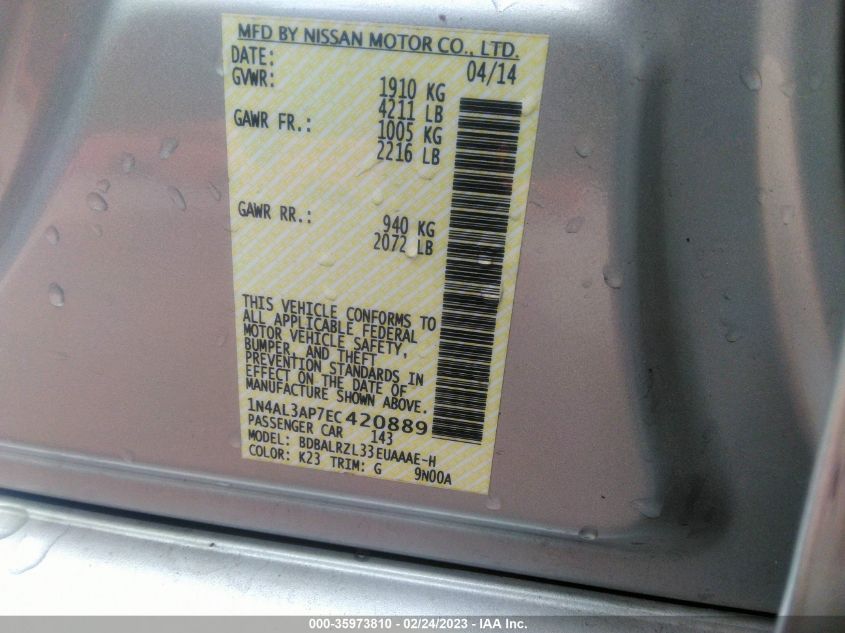 2014 NISSAN ALTIMA 2.5 S - 1N4AL3AP7EC420889
