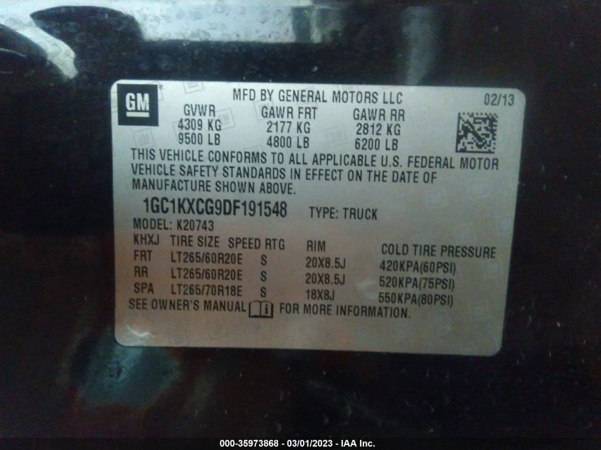 2013 CHEVROLET SILVERADO 2500HD LT - 1GC1KXCG9DF191548