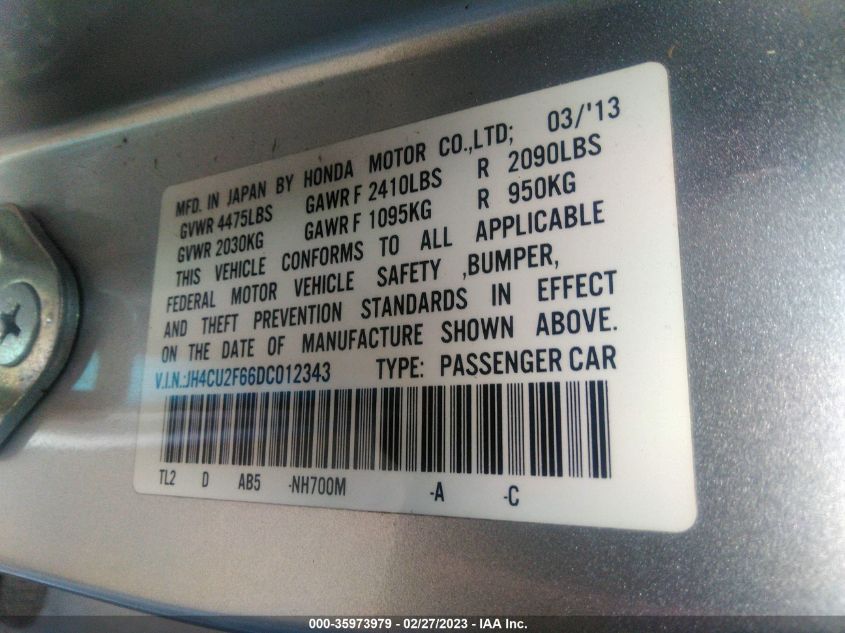 2013 ACURA TSX TECH PKG - JH4CU2F66DC012343