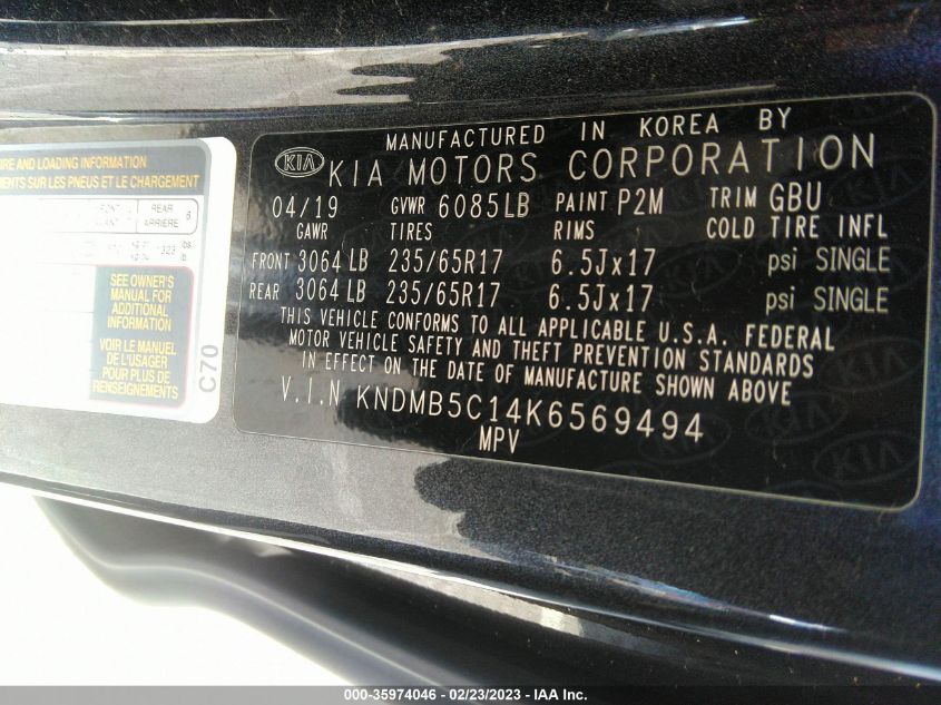 2019 KIA SEDONA LX - KNDMB5C14K6569494