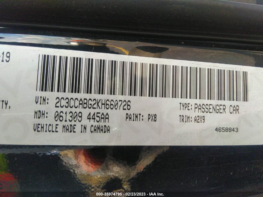 2019 CHRYSLER 300 300S - 2C3CCABG2KH660726