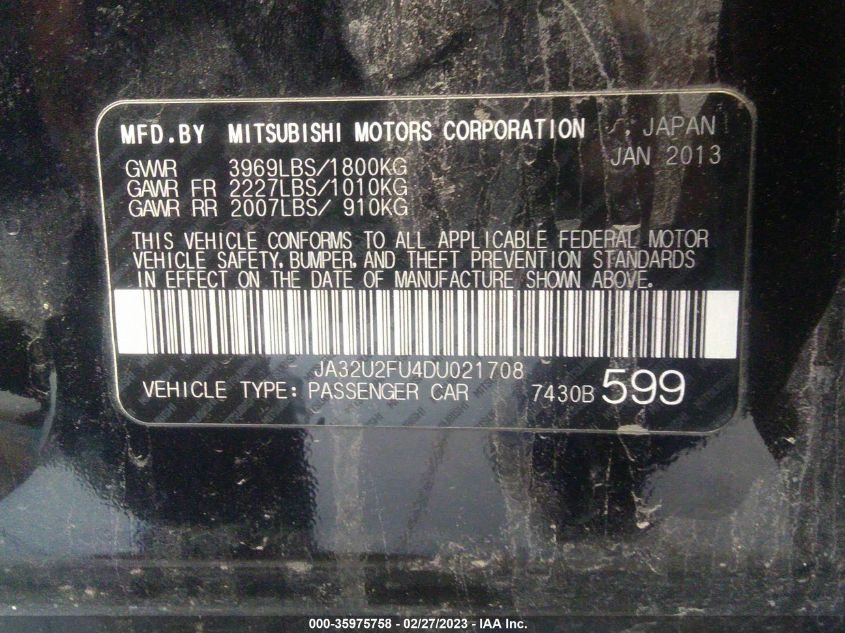 2013 MITSUBISHI LANCER ES - JA32U2FU4DU021708