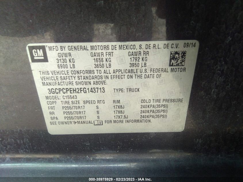 2015 CHEVROLET SILVERADO 1500 LS - 3GCPCPEH2FG143713
