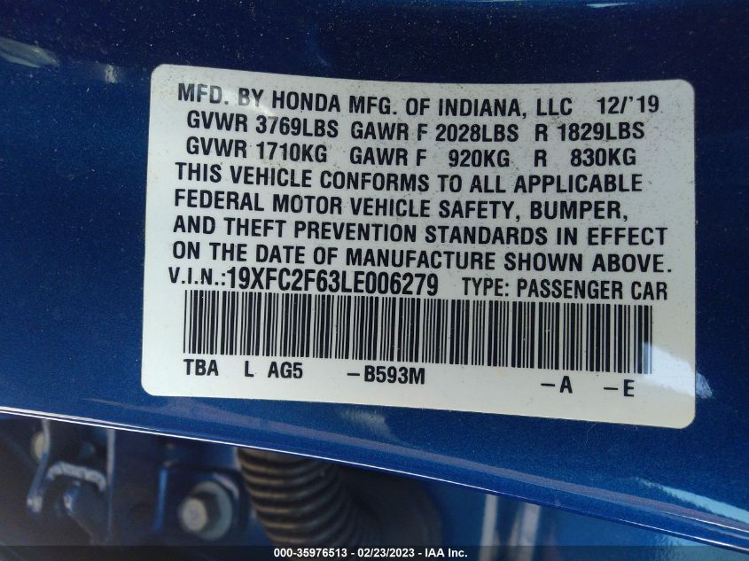 2020 HONDA CIVIC SEDAN LX - 19XFC2F63LE006279