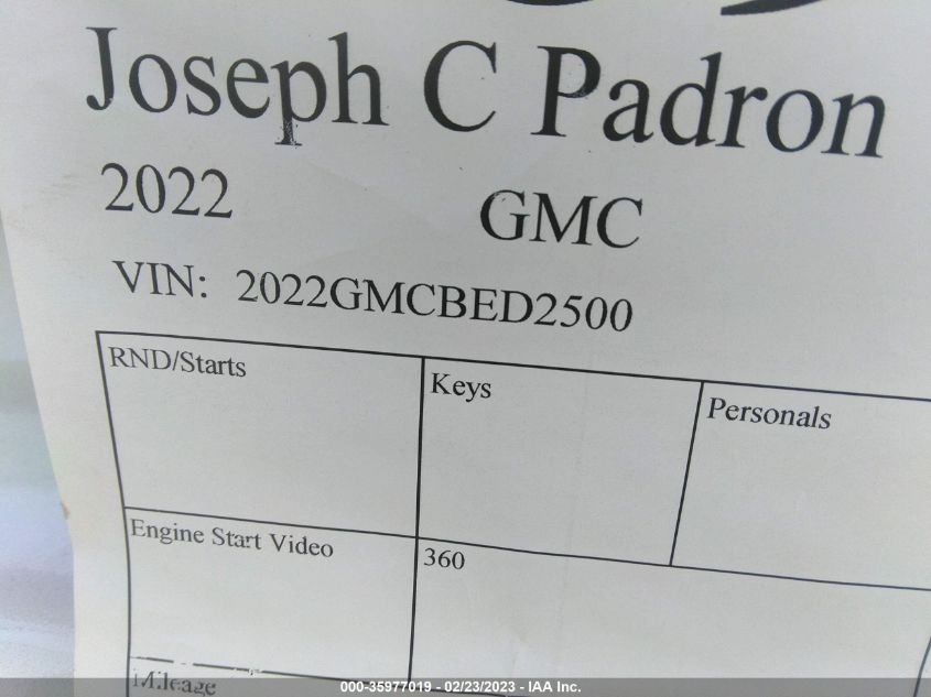 2022 GMC SIERRA 2500 2022GMCBED2500