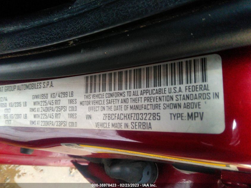 2015 FIAT 500L LOUNGE - ZFBCFACHXFZ032285