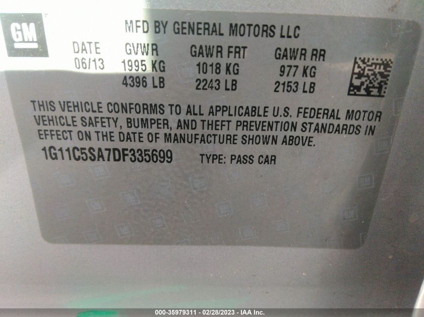 2013 CHEVROLET MALIBU LT - 1G11C5SA7DF335699
