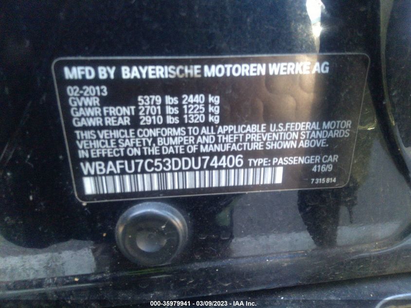 2013 BMW 5 SERIES 535I XDRIVE - WBAFU7C53DDU74406