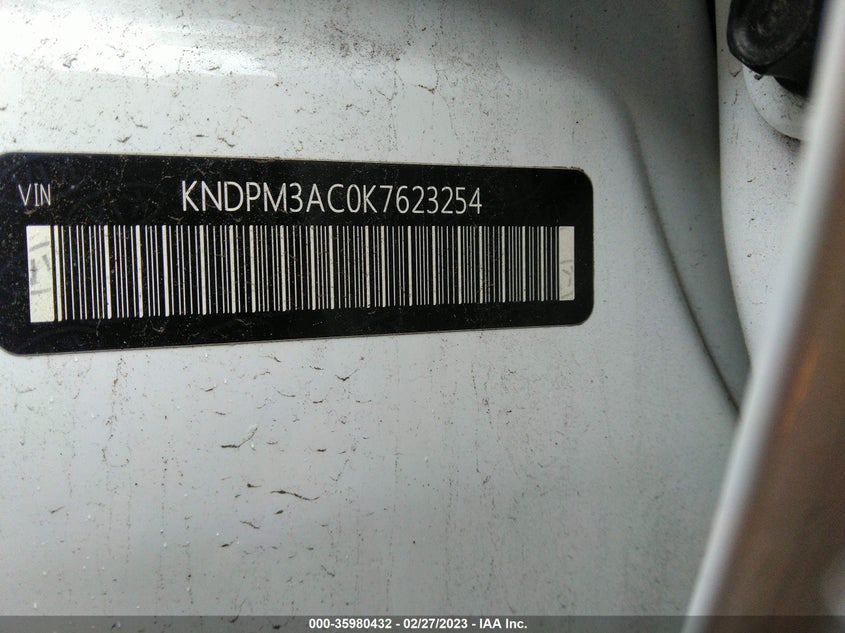 VIN KNDPM3AC0K7623254 2019 KIA SPORTAGE LX