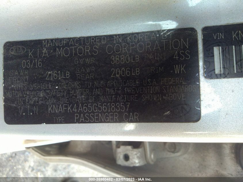 2016 KIA FORTE LX - KNAFK4A65G5618357