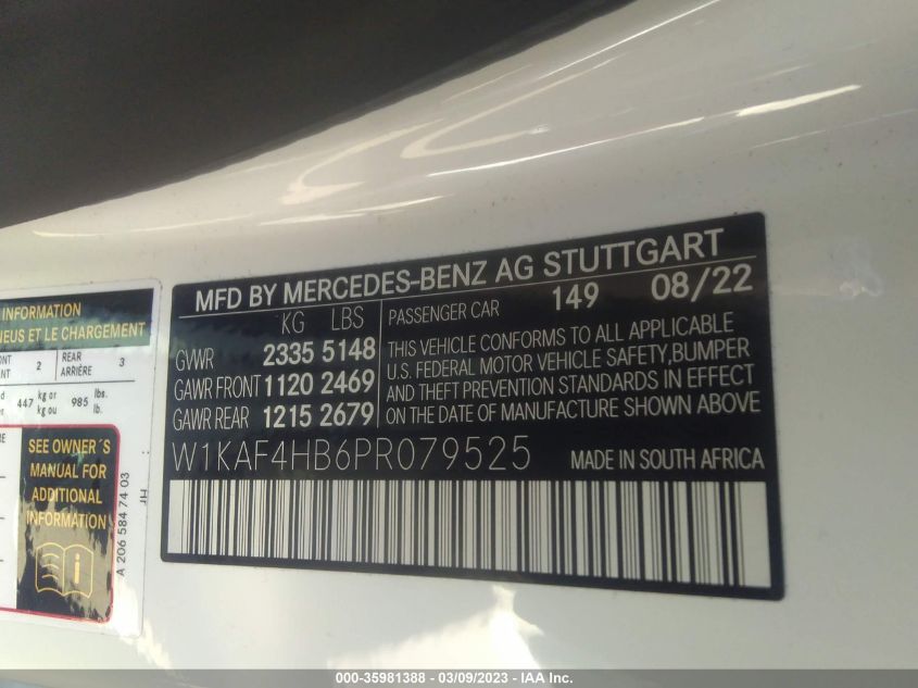 2023 MERCEDES-BENZ C-CLASS C 300 - W1KAF4HB6PR079525