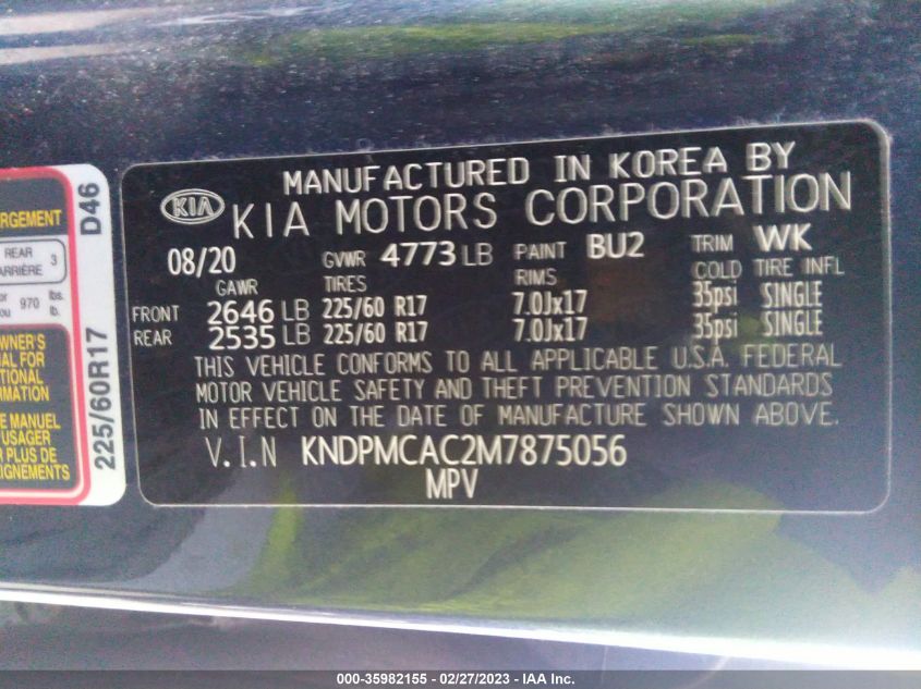 2021 KIA SPORTAGE LX - KNDPMCAC2M7875056