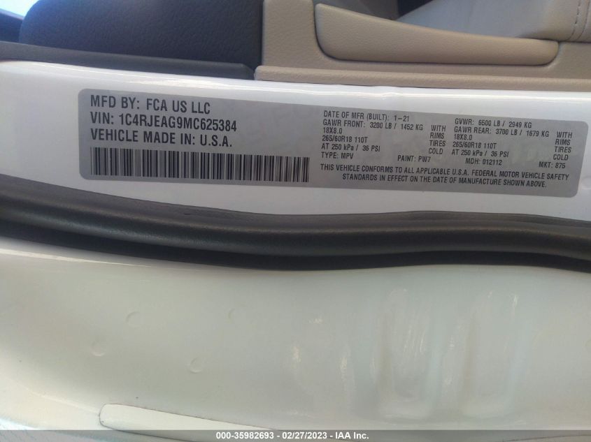 2021 JEEP GRAND CHEROKEE LAREDO E - 1C4RJEAG9MC625384