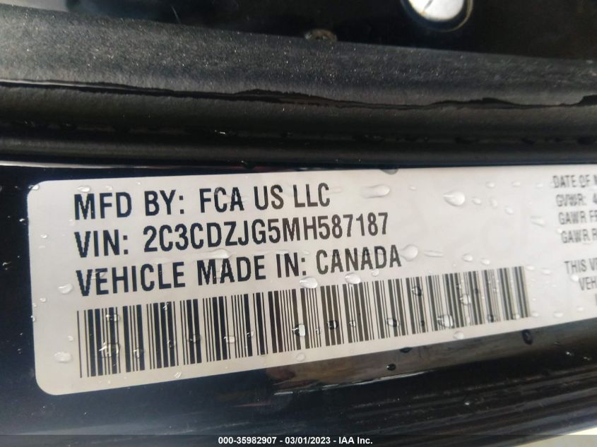 2021 DODGE CHALLENGER GT - 2C3CDZJG5MH587187