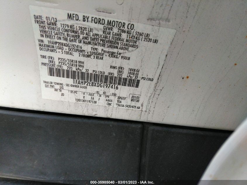 2013 FORD TAURUS SEL - 1FAHP2E8XDG197416