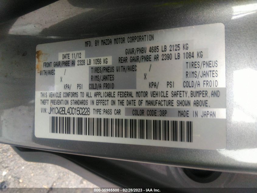 2013 MAZDA MAZDA5 SPORT - JM1CW2BL4D0150228