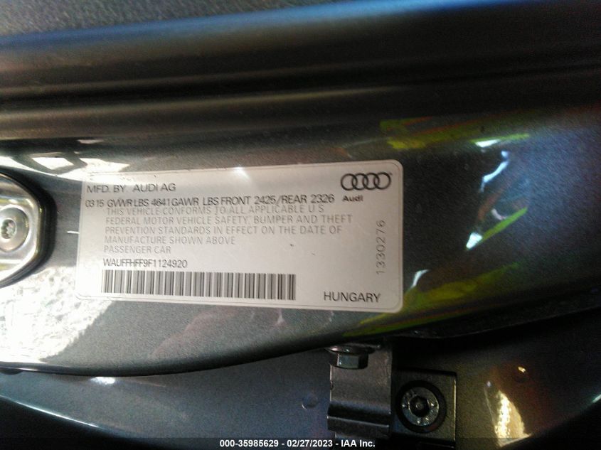 2015 AUDI S3 2.0T PRESTIGE - WAUFFHFF9F1124920