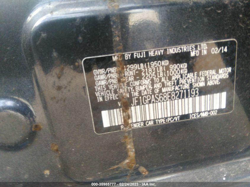 2014 SUBARU IMPREZA WAGON 2.0I SPORT LIMITED - JF1GPAS68E8271193