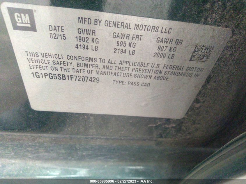 2015 CHEVROLET CRUZE LTZ - 1G1PG5SB1F7207429