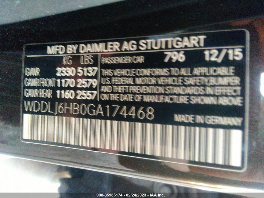 2016 MERCEDES-BENZ CLS CLS 400 WDDLJ6HB0GA174468