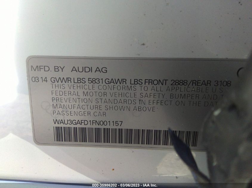 2015 AUDI A8 L 3.0T - WAU3GAFD1FN001157