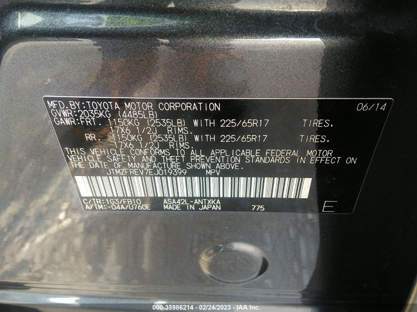2014 TOYOTA RAV4 LE - JTMZFREV7EJ019399