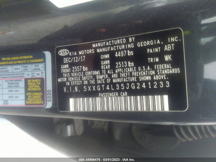 2018 KIA OPTIMA S - 5XXGT4L35JG241233