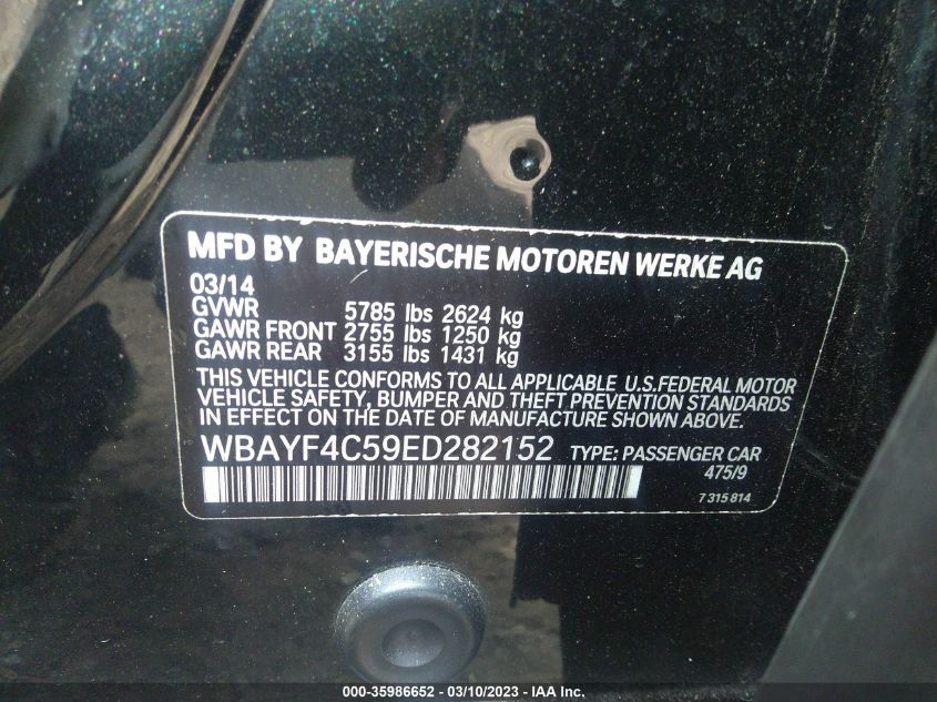 2014 BMW 7 SERIES 740LI XDRIVE - WBAYF4C59ED282152