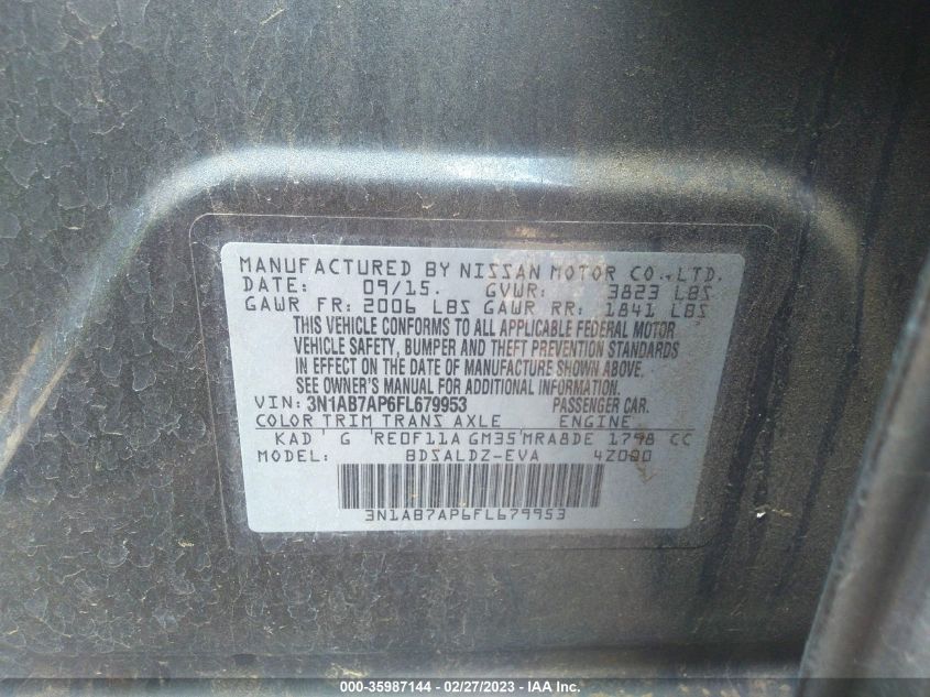 2015 NISSAN SENTRA SV - 3N1AB7AP6FL679953