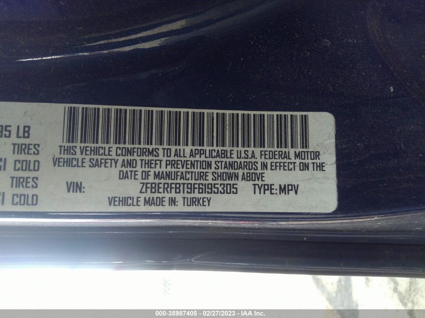 2015 RAM PROMASTER CITY CARGO VAN TRADESMAN SLT ZFBERFBT9F6195305