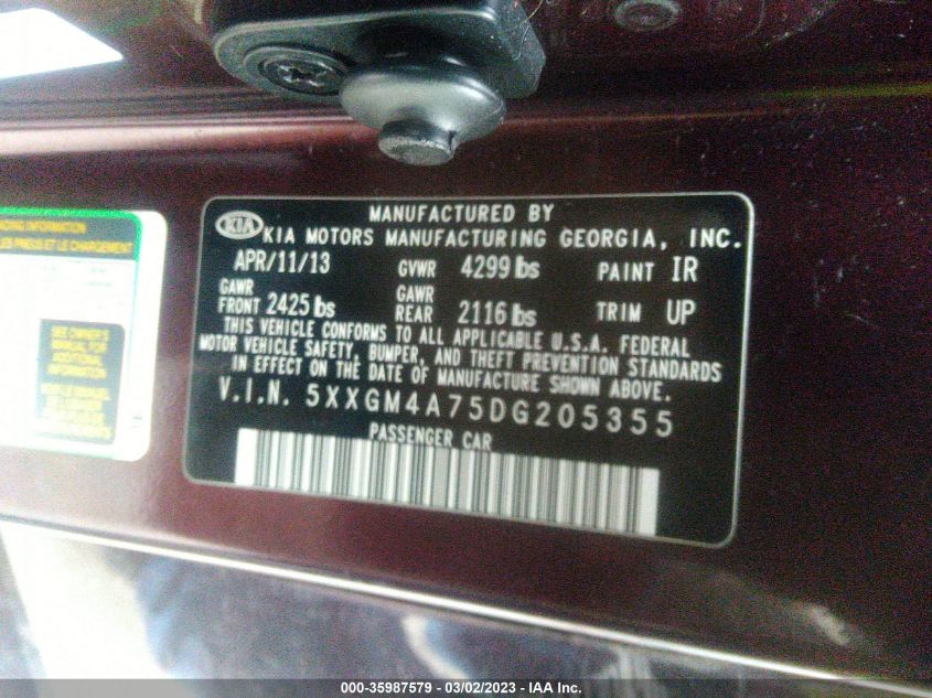 2013 KIA OPTIMA LX - 5XXGM4A75DG205355