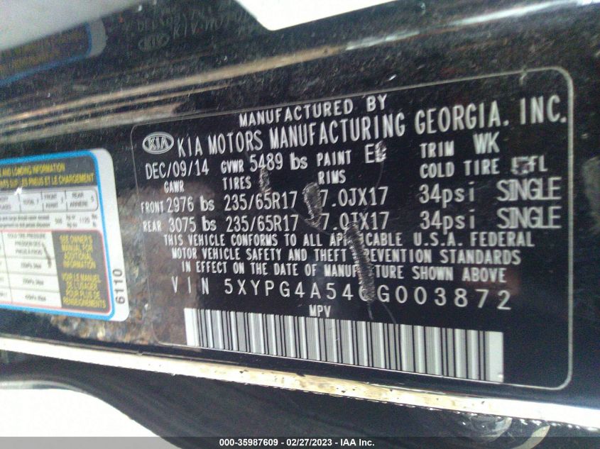 2016 KIA SORENTO LX - 5XYPG4A54GG003872