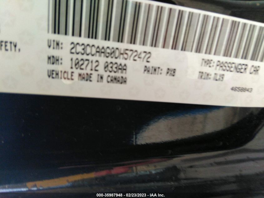 2013 CHRYSLER 300 - 2C3CCAAG0DH572472