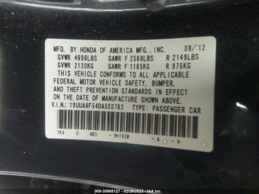 2013 ACURA TL TECH - 19UUA8F54DA000763