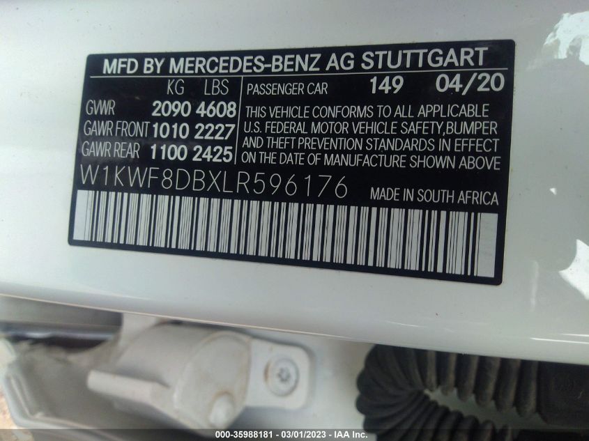 2020 MERCEDES-BENZ C-CLASS C 300 - W1KWF8DBXLR596176