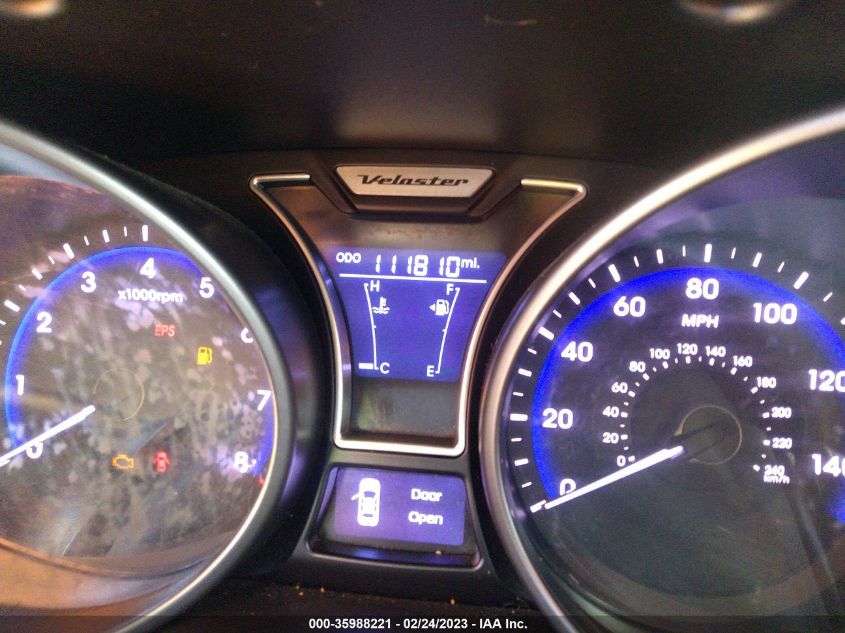 2013 HYUNDAI VELOSTER TURBO W/BLUE INT - KMHTC6AE8DU152863
