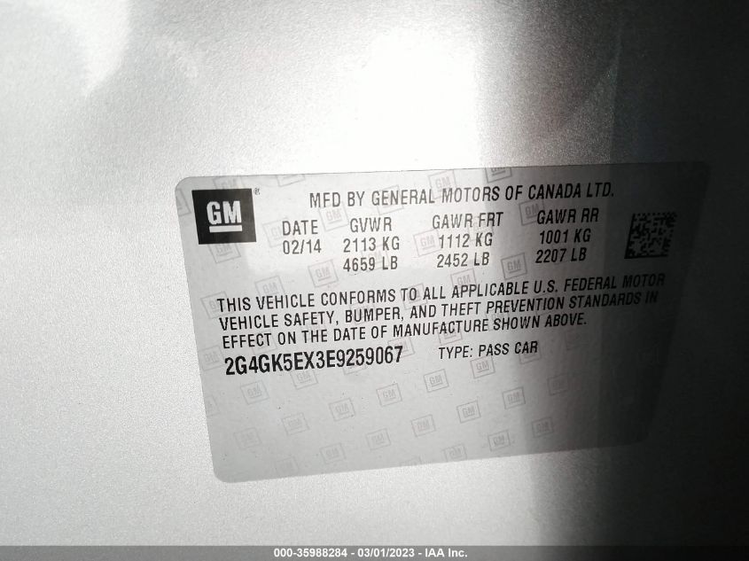 2014 BUICK REGAL - 2G4GK5EX3E9259067