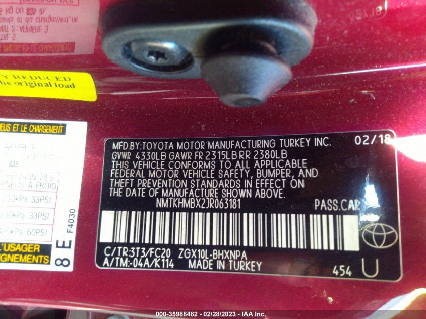 2018 TOYOTA C-HR XLE - NMTKHMBX2JR063181