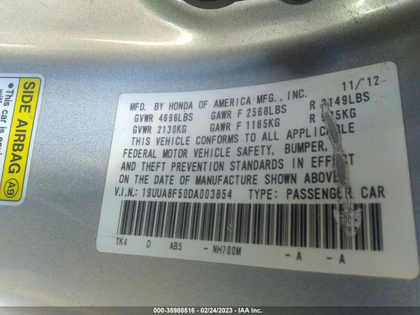 2013 ACURA TL TECH - 19UUA8F50DA003854