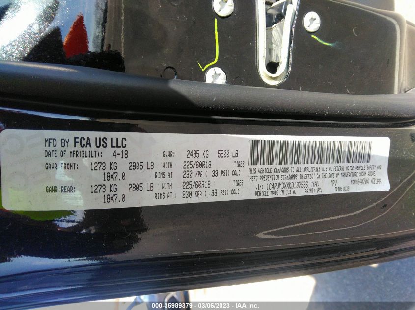 2019 JEEP CHEROKEE LIMITED - 1C4PJMDXXKD137596