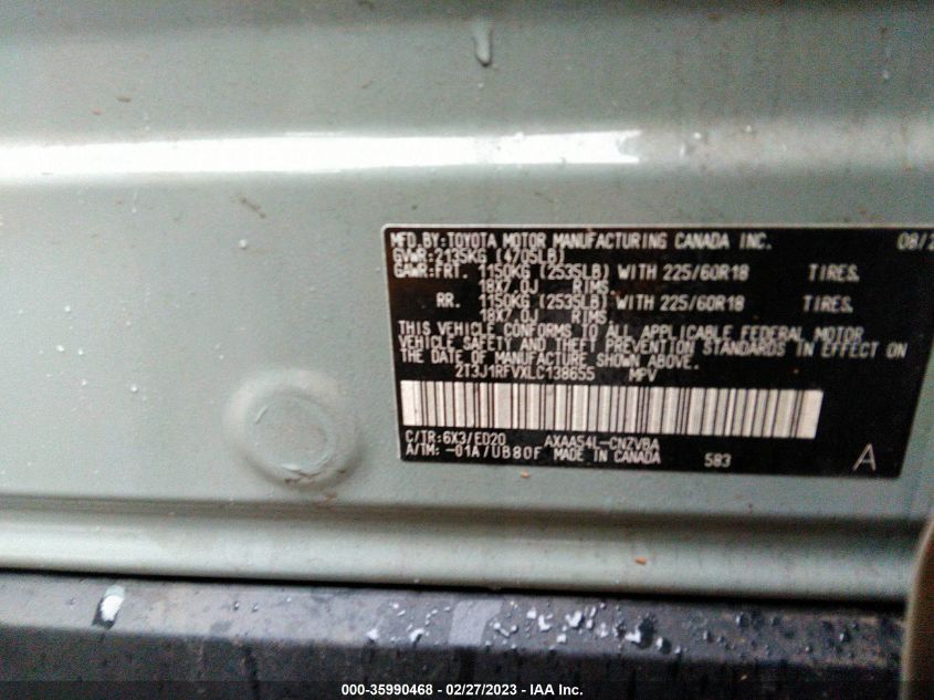 2020 TOYOTA RAV4 ADVENTURE/TRD OFF ROAD - 2T3J1RFVXLC138655