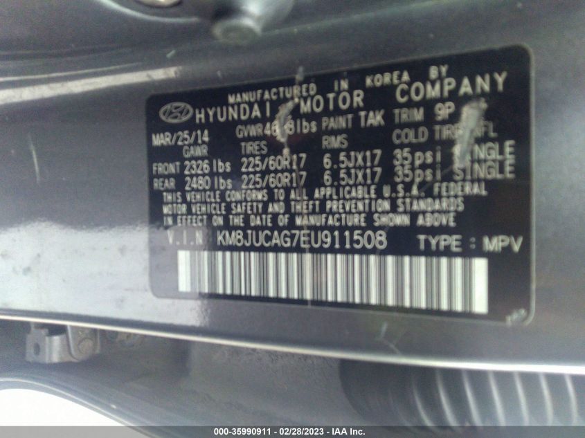 2014 HYUNDAI TUCSON SE - KM8JUCAG7EU911508