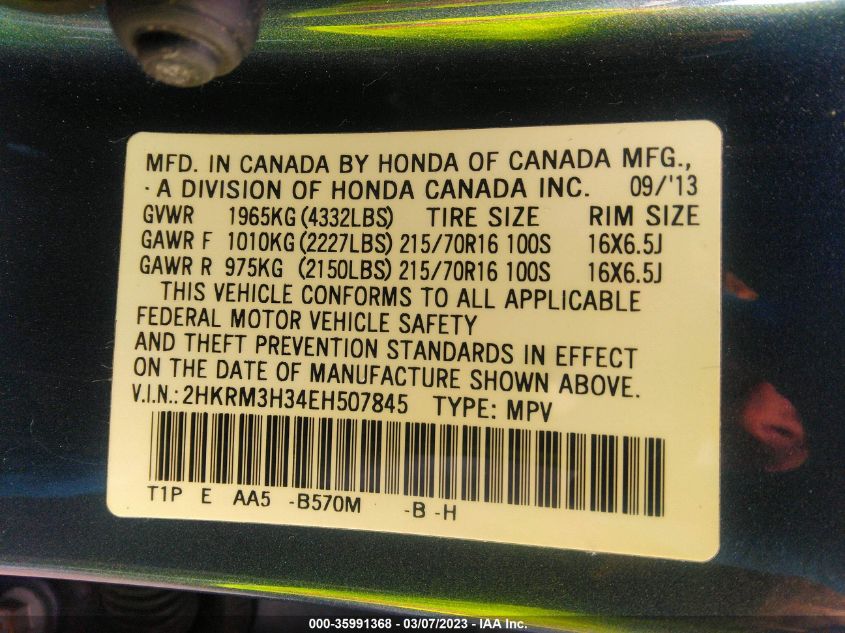 2014 HONDA CR-V LX - 2HKRM3H34EH507845