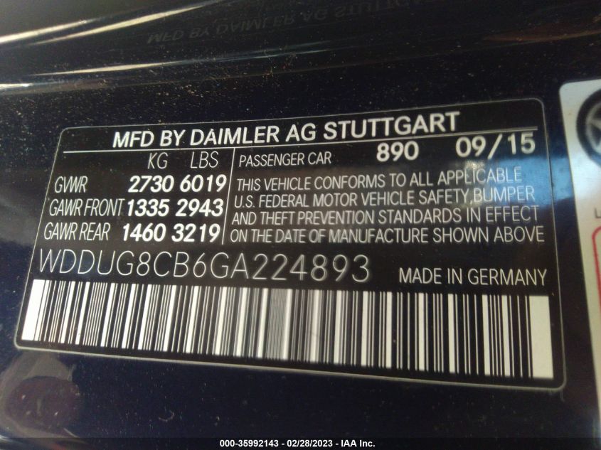 2016 MERCEDES-BENZ S-CLASS S 550 - WDDUG8CB6GA224893