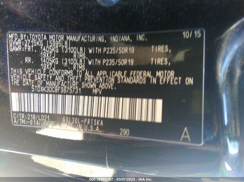 2015 TOYOTA SIENNA SE - 5TDXK3DC8FS675731