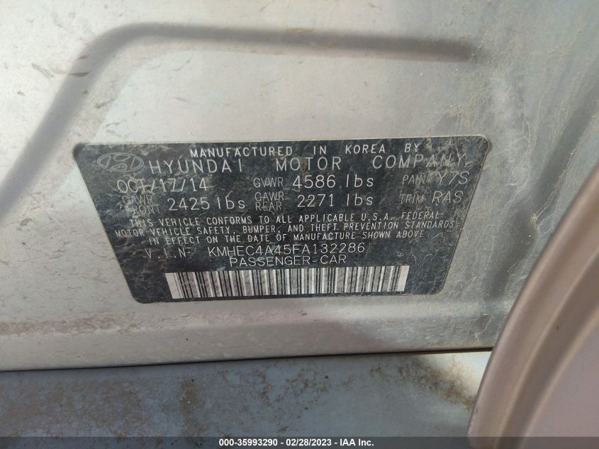 2015 HYUNDAI SONATA HYBRID LIMITED KMHEC4A45FA132286